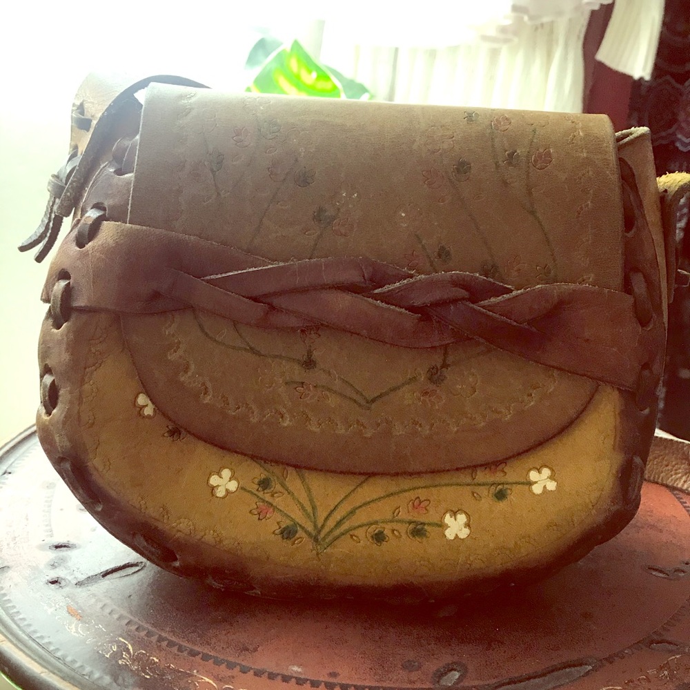 Vintage, hand tooled leather bag